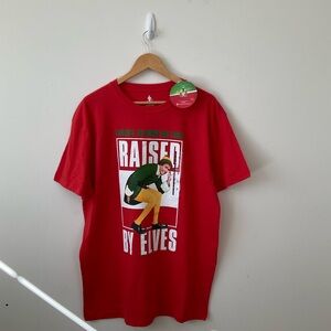 Elf Movie Raised by Elves Red Christmas Shirt NEW XL